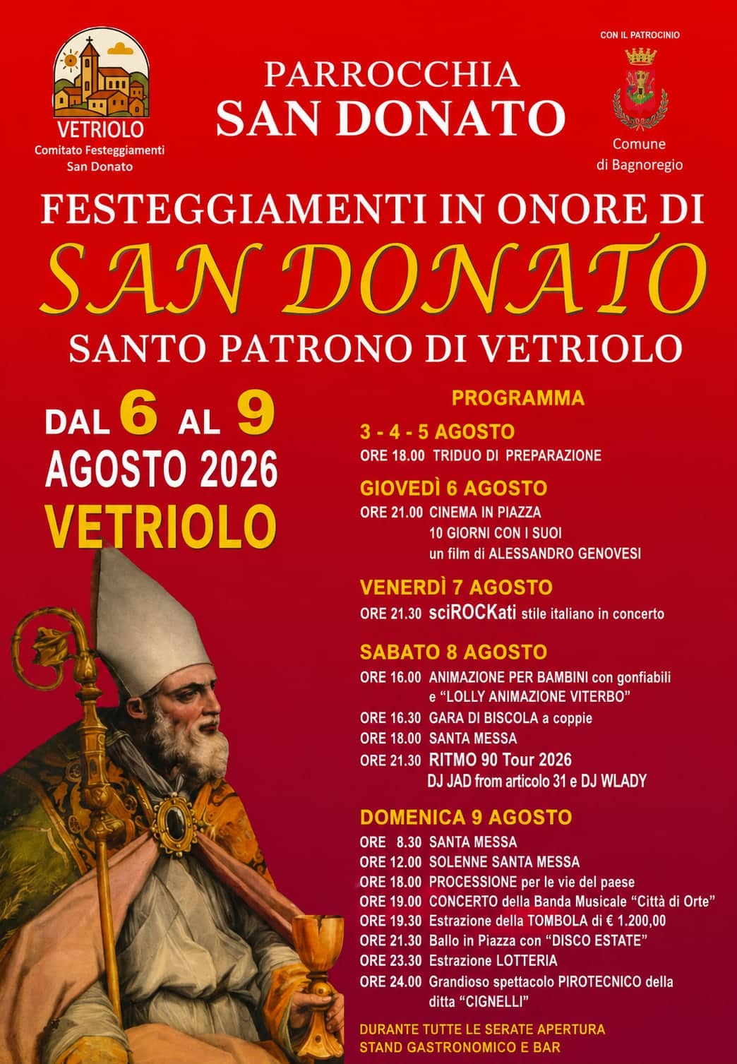 Locandina Festeggiamenti Patrono S.donato Vetriolo
